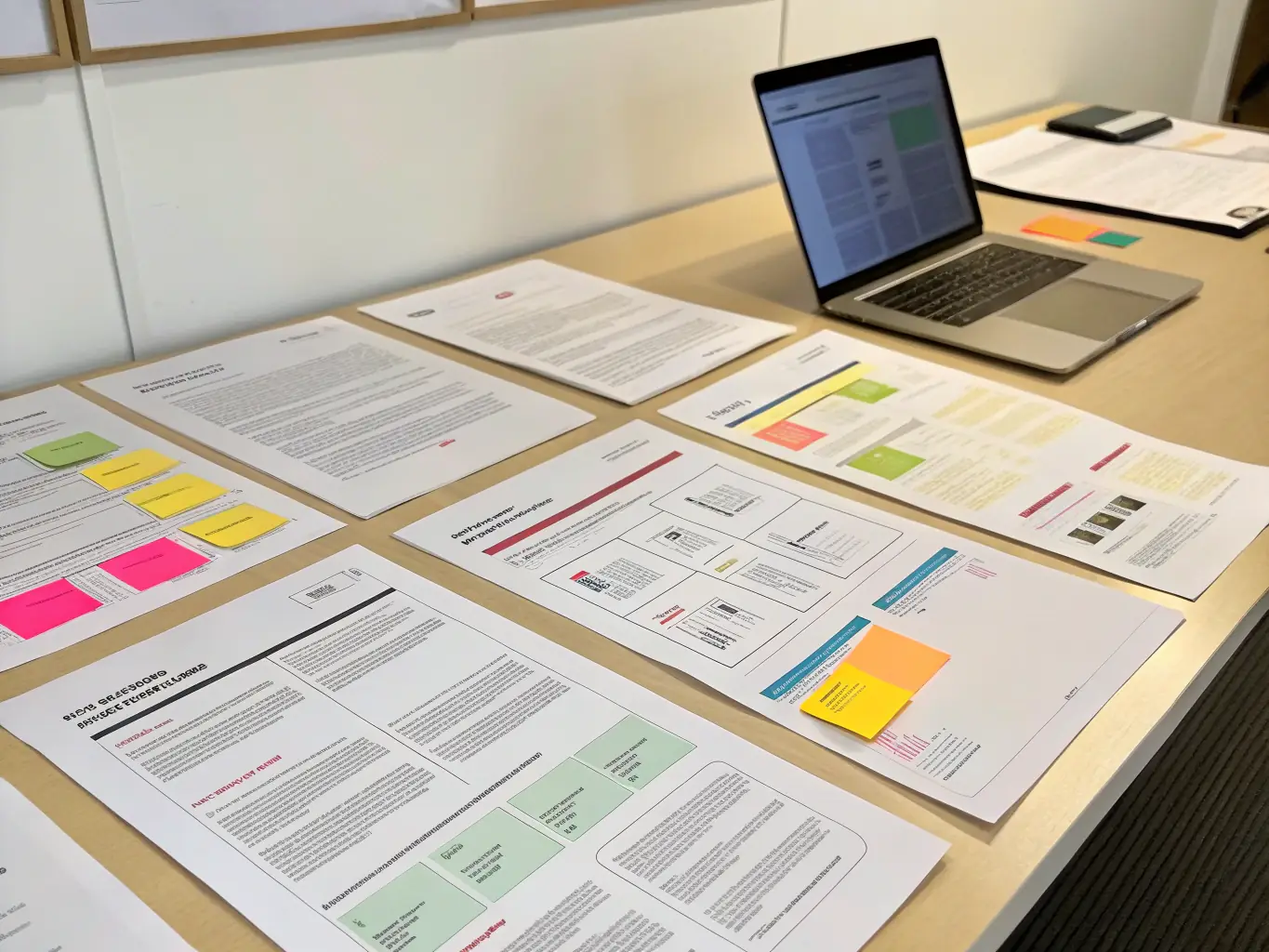 A flat lay image of digital ebooks, templates, and PLR content on a clean workspace, representing the variety of digital resources available at BuzzAscent.