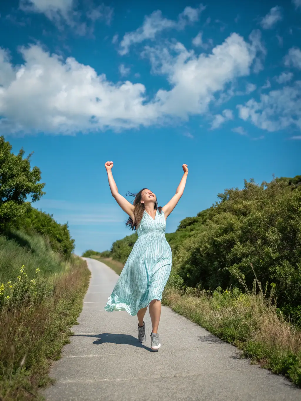 A student smiling and celebrating the completion of a BuzzAscent course, symbolizing the achievement and growth gained.